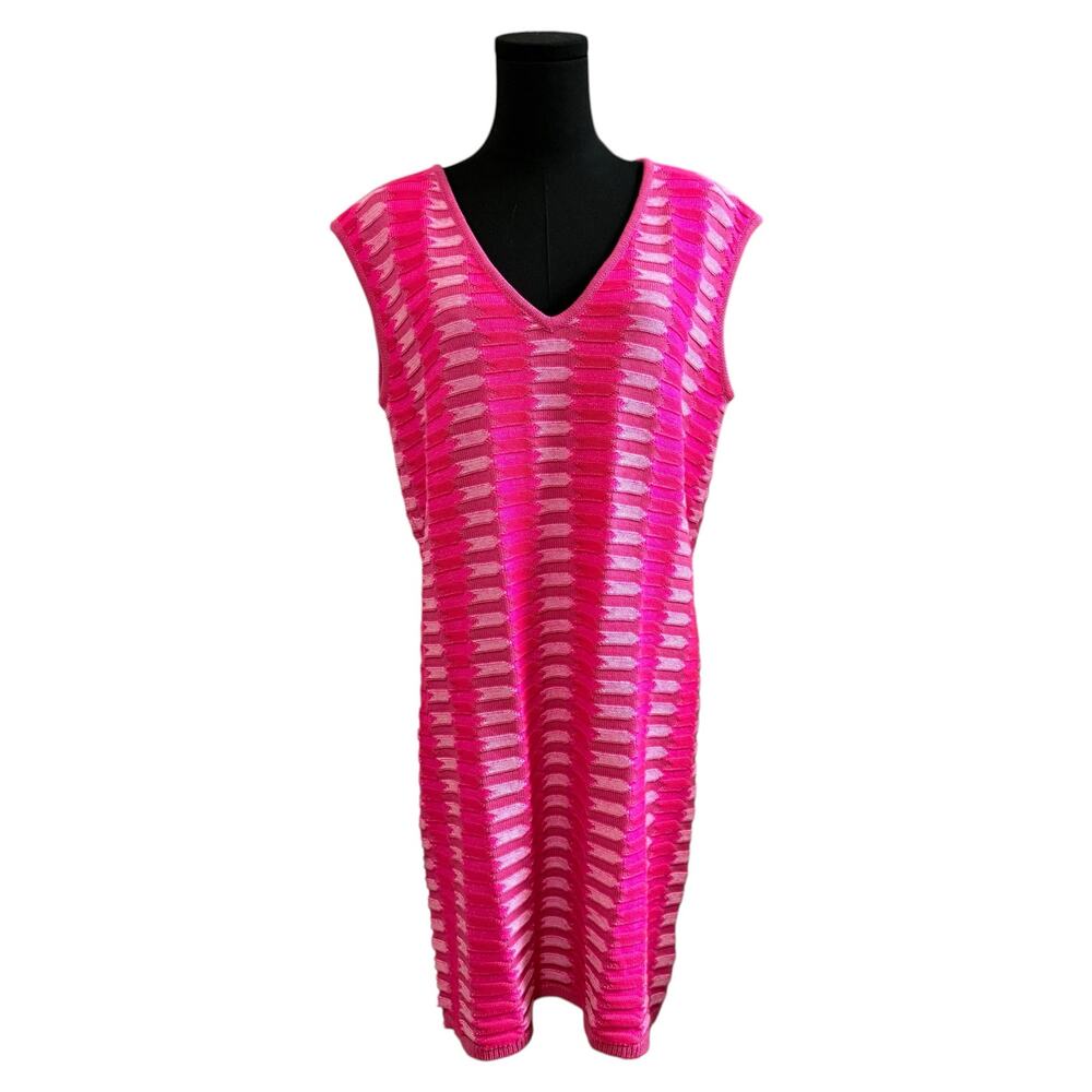 Rhowe by Anna Cate Madelyn Mini Dress V-Neck Hot Pink Playful Knitwear Small